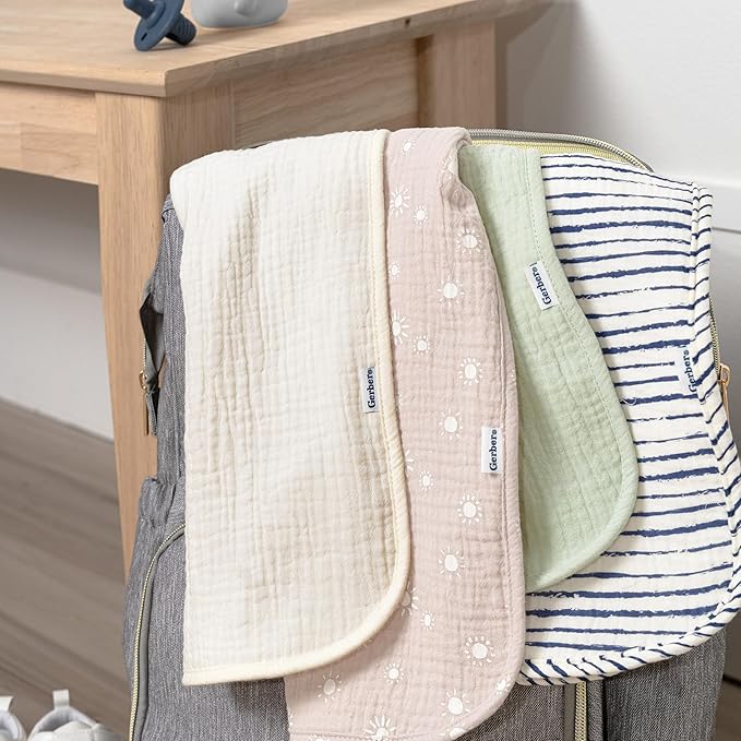 Gerber Baby Unisex Muslin Burp Cloths 6-Pack, Vanilla, Large Size 20" x 10"