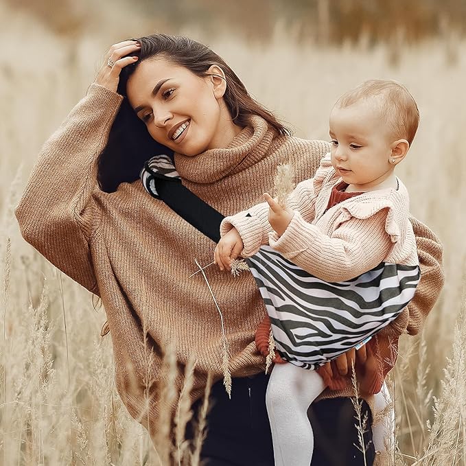 Baby Sling Shoulder Carrier,Ultimate Comfort Side Baby Carrier for Newborn to Toddler/Infants (7lbs-44lbs) (Zebra-Stripe)