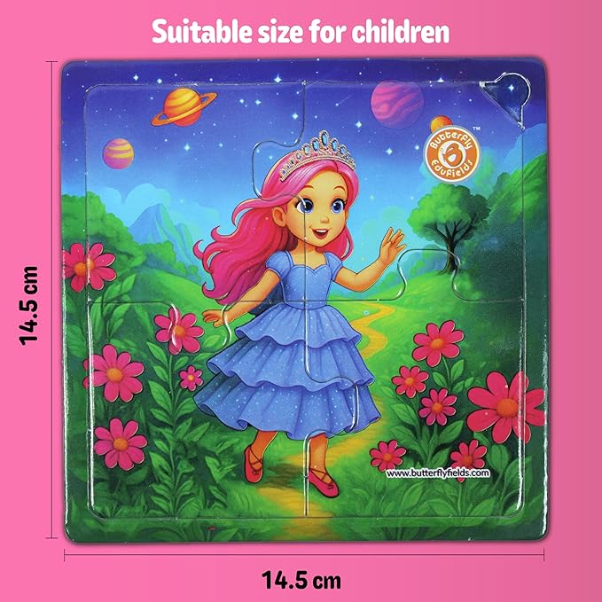 Butterfly EduFields 4-in-1 Princess ‍ & Unicorn Jigsaw Puzzles for Girls | 38 Pcs Puzzle Toy for Kids Age 3 4 5 6 7 Years | Preschool Learning with Coloring Sheets | Birthday Gift for Girls