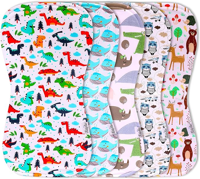 5-Pack Organic Cotton Burp Cloths – Large, Ultra-Soft 3-Layer Towels for Burping, Shoulder & Hand Use, Highly Absorbent