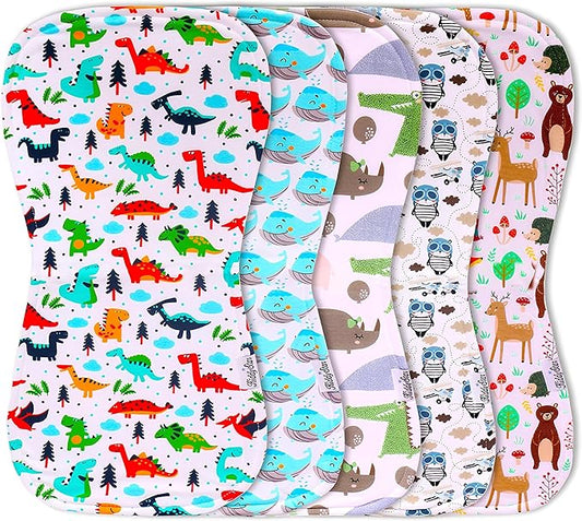 5-Pack Organic Cotton Burp Cloths – Large, Ultra-Soft 3-Layer Towels for Burping, Shoulder & Hand Use, Highly Absorbent