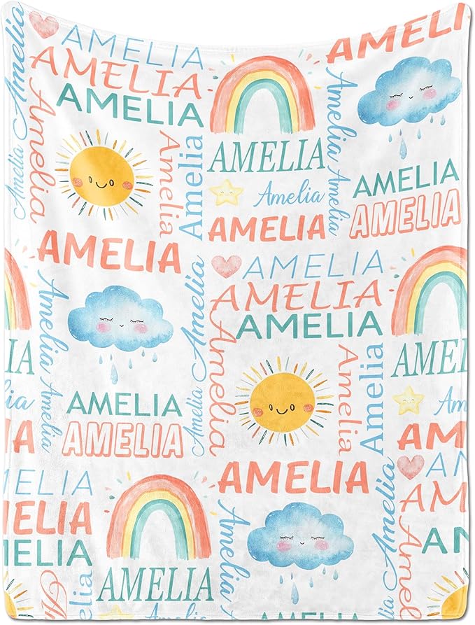 Personalized Baby Blanket - Custom Name for Girls and Boys, Super Soft Plush Fleece, Personalized Gifts for Newborns