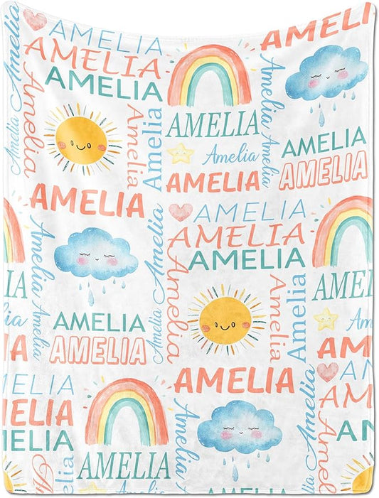 Personalized Baby Blanket - Custom Name for Girls and Boys, Super Soft Plush Fleece, Personalized Gifts for Newborns
