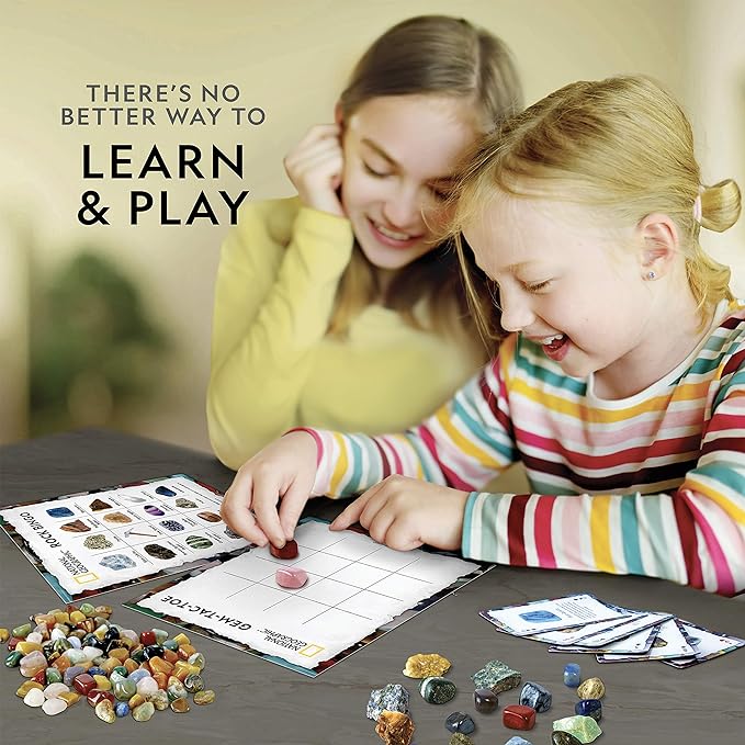 National Geographic Rock Bingo Game - Play Rock Bingo, Mineral Memory, Gemstone Trivia, & Card Games, Collection Includes Over 150 Rocks and Minerals, Educational STEM Toy for Kids (Amazon Exclusive)
