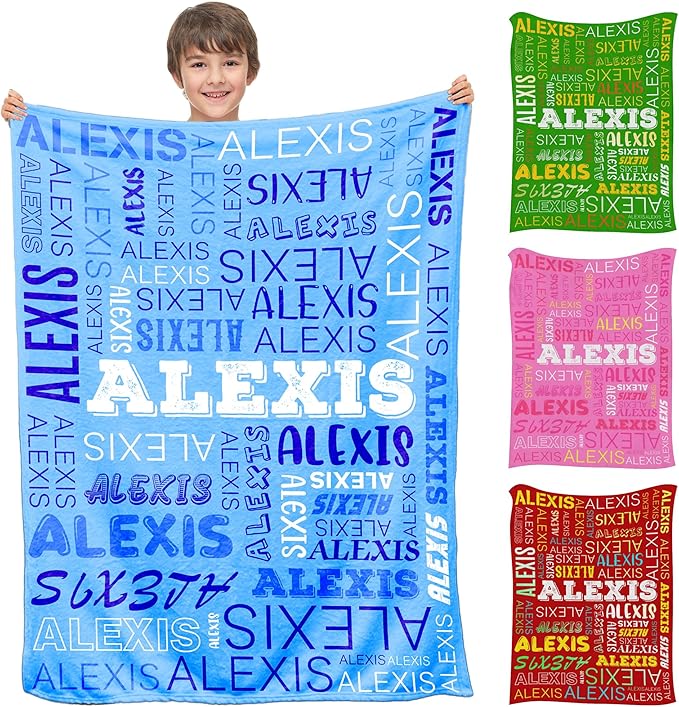 Personalized Name Blanket for Boys Girls, Custom Baby Blanket with Name for Kids Teens, Baby Shower Birthday Newborn's Gift, Infant Toddler Blankets Newborn Receiving Blankets for Crib Stroller