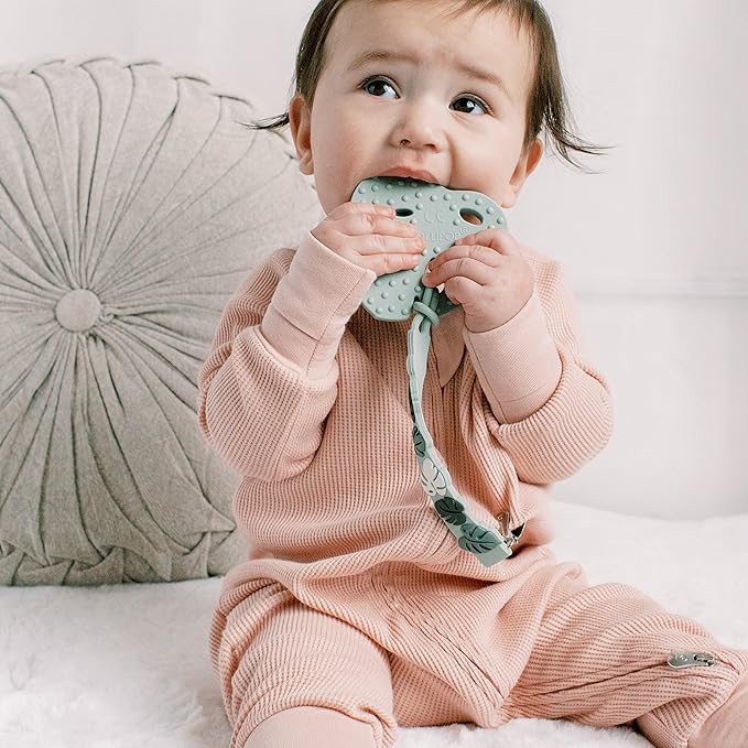 Loulou Lollipop Beadless Silicone Pacifier Clip (Monstera, Green)