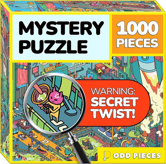 Odd Pieces Jigsaw Puzzles 1000 Pieces with Storytelling Comics, Secret Ending, Puzzle for Mystery Adults & Kids - 19.7'' x 27.6'' Frameable Magic Puzzle Art (AstroGastro)