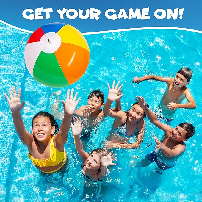 Kangaroo 12-Pack Inflatable Beach Balls Bulk for Kids & Adults I Inflatable Pool Party Favors Swimming Pool Toys I Kids Beach Toys for Beach Games