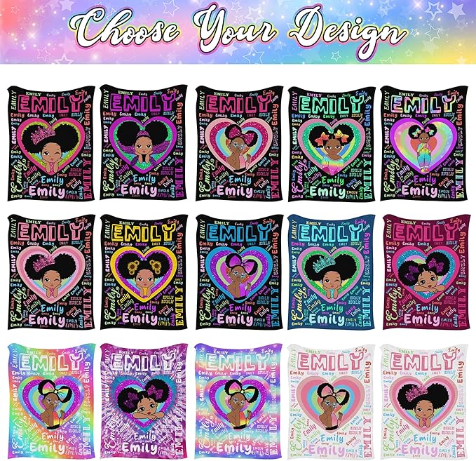 Personalized Baby Blanket with Name, Cute Girls Blanket for Toddlers Kids, Fleece Bed Throw Blanket Swaddle for Newborn, Customized Baby Gifts for Birthday Baby Shower Nursery Blankets for Daughter