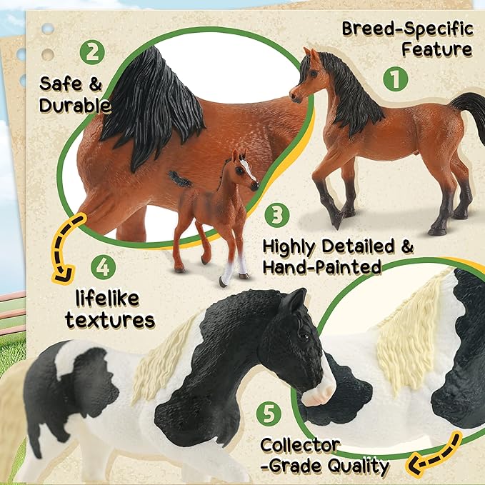 10PCS Horse Figurine Set Realistic Horse Figure Toys for Toddlers Educational Gift for Kids Perfect Party Favors Animal Figure Learnig Toys