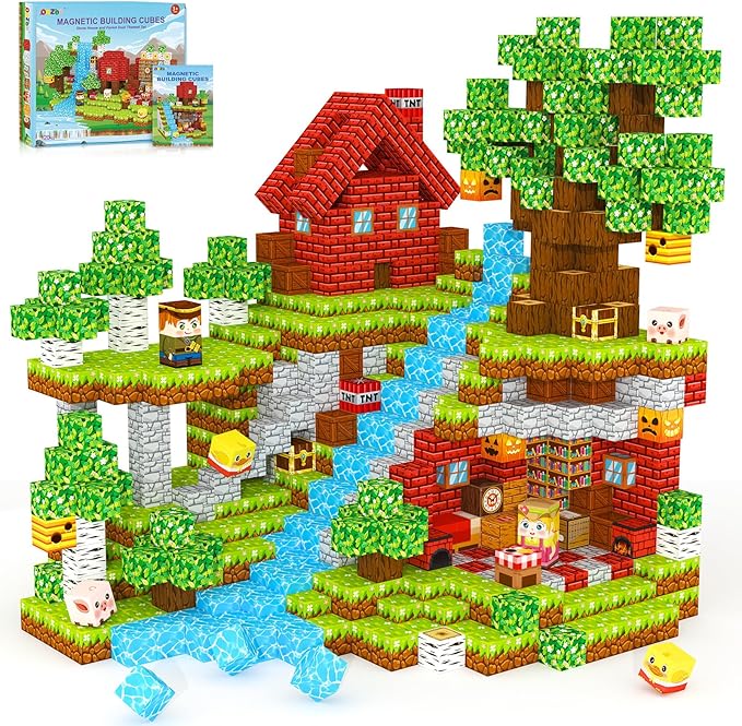 Magnetic Blocks Kids Games Building Toys for 3 4 5 6 7 8 9 10 11 12 Year Old Boys Girls, Magnetic Tiles Cubes STEM Sensory Toys for Toddler Travel Party Christmas Birthday Gifts