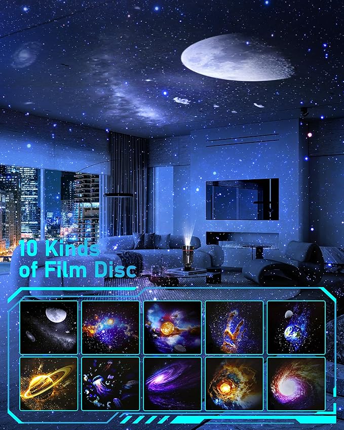 [White Noise] Galaxy Projector - Planetarium Star Projector - Solar System Projector for Kids Bedroom Ceiling Decor - 10 Realistic Nebula丨Timer off Controls 丨360° Rotation