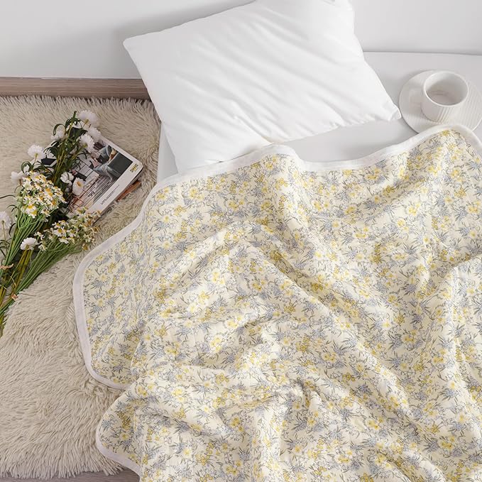 NTBAY Jersey Cotton Quilted Toddler Blanket, Breathable and Warm for Boys and Girls Baby Blanket, 30x40 Inches, Purple Floral