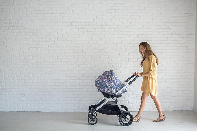 Baby Car Seat Cover Canopy and Nursing Cover Multi-Use Stretchy 5 in 1 Gift Meadow by Copper Pearl