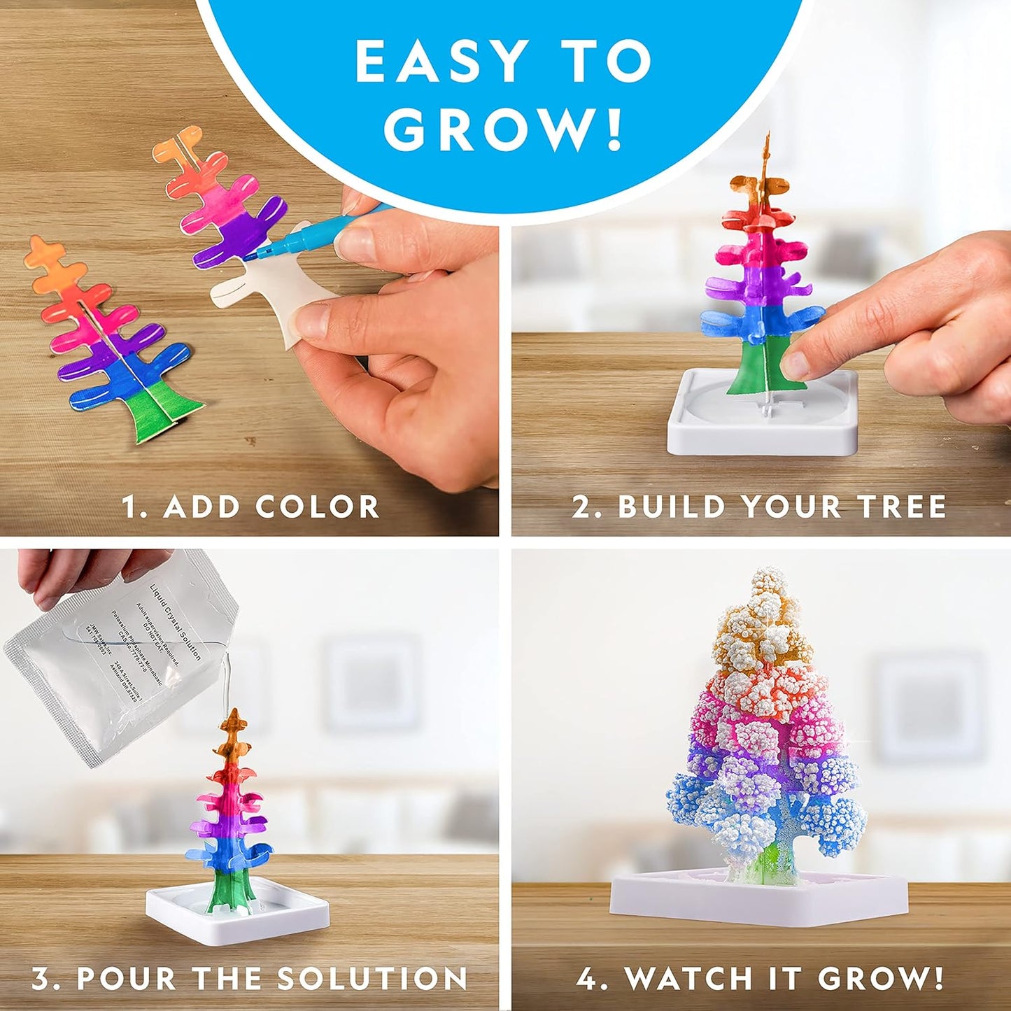 National Geographic Craft Kits for Kids - Crystal Growing Kit, Grow 6 Crystal Trees in Just 6 Hours, Educational Craft Kit with Art Supplies, Geode Specimen, STEM Arts & Crafts Kit (Amazon Exclusive)