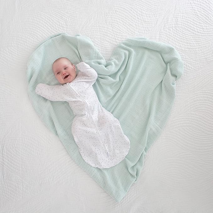 Amazing Baby Cellular Blanket, Premium Cotton Knit, Ultra Soft, Breathable, Cozy Gift for Baby Boys and Girls, Favorite Toddler Blanket, 44 x 44 inches (112 x 112 cm), Soft SeaCrystal