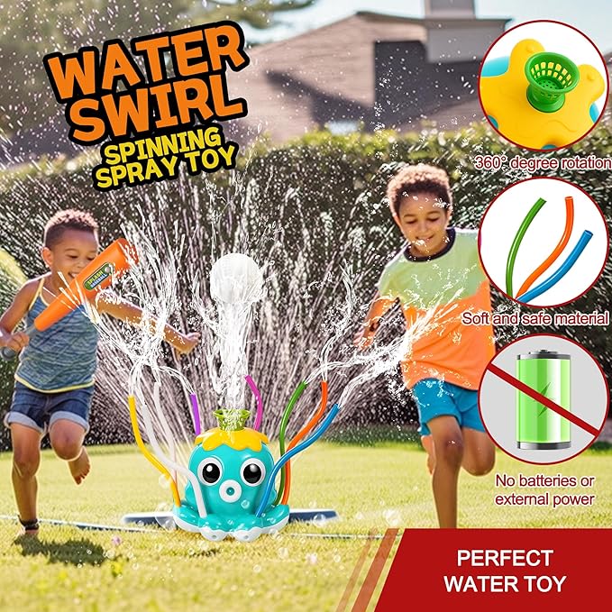 Water Sprinkler Baseball Toy for Kids Outdoor Play – 2-in-1 Splash Game with Bat & Balls, Backyard Summer Water Toys for Toddlers and Children, Fun Lawn Activities for Boys Girls Ages 3-12