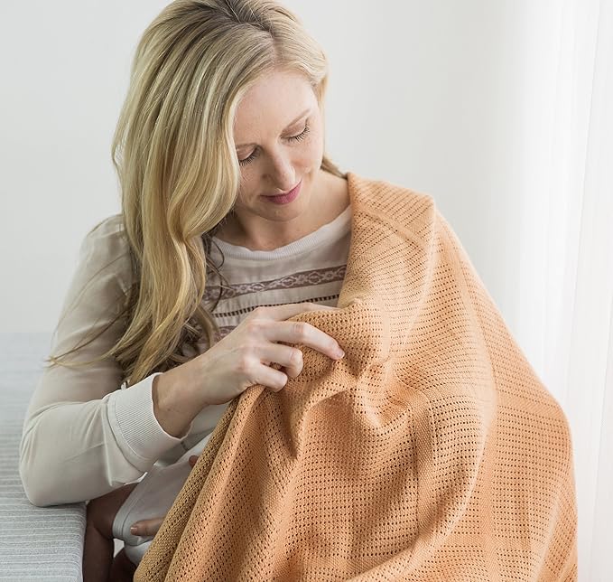 Amazing Baby Cellular Blanket, Premium Cotton Knit, Ultra Soft, Breathable, Cozy Gift for Baby Boys and Girls, Favorite Toddler Blanket, 44 x 44 inches (112 x 112 cm), Butterum