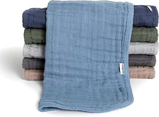 Gerber Baby Unisex Muslin Burp Cloths 72-Pack, Multi Blues Browns, Large Size 20" x 10"