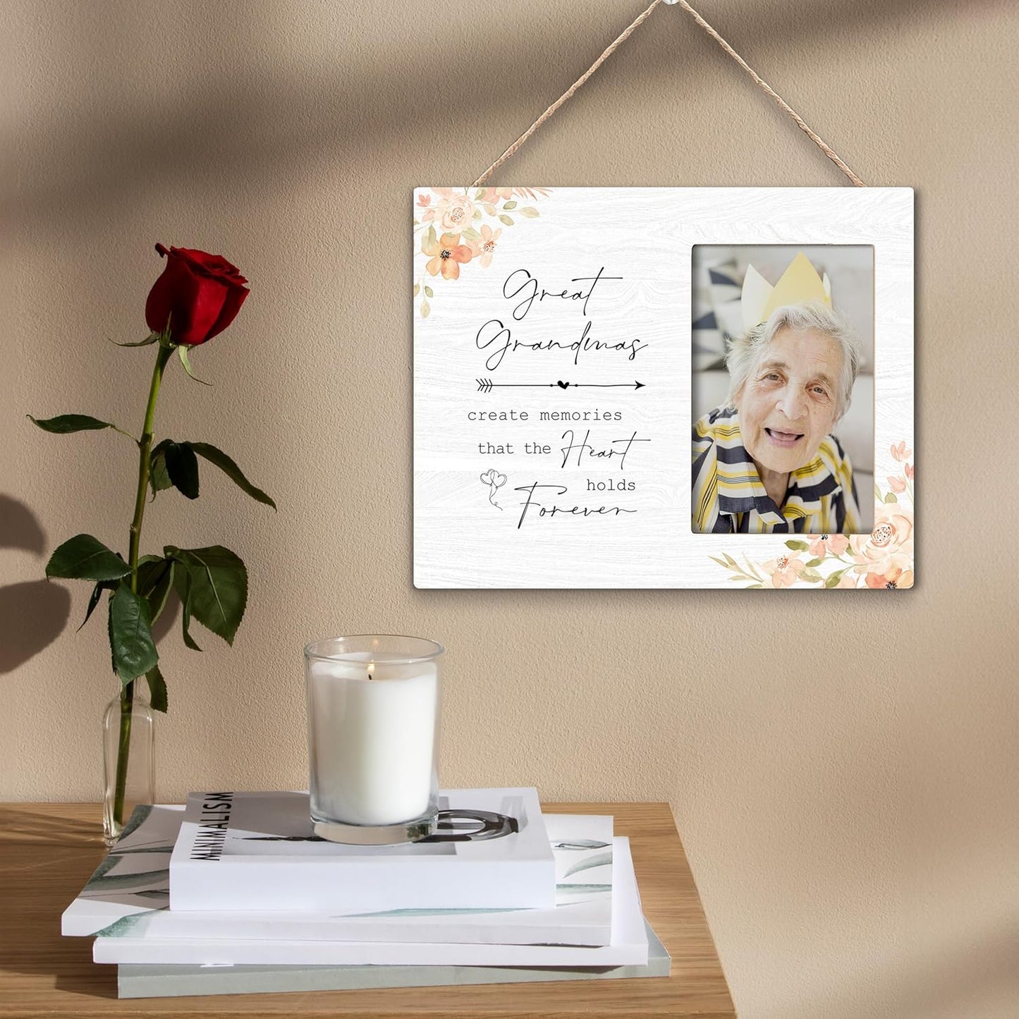 Great Grandma Picture Frame - Great Grandma Gifts from Grandkids, Sympathy Gifts for Loss of Great Grandma, Great Grandma Memorial Wooden Frame for Tabletop or Wall Hanging 4x6 Photo