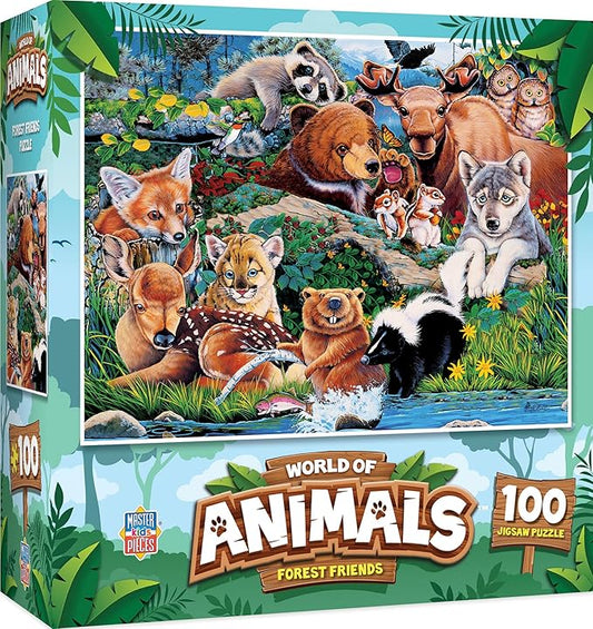 Masterpieces World of Animals 100 Piece Jigsaw Puzzle for Kids - Forest Friends - 11.5"x15"
