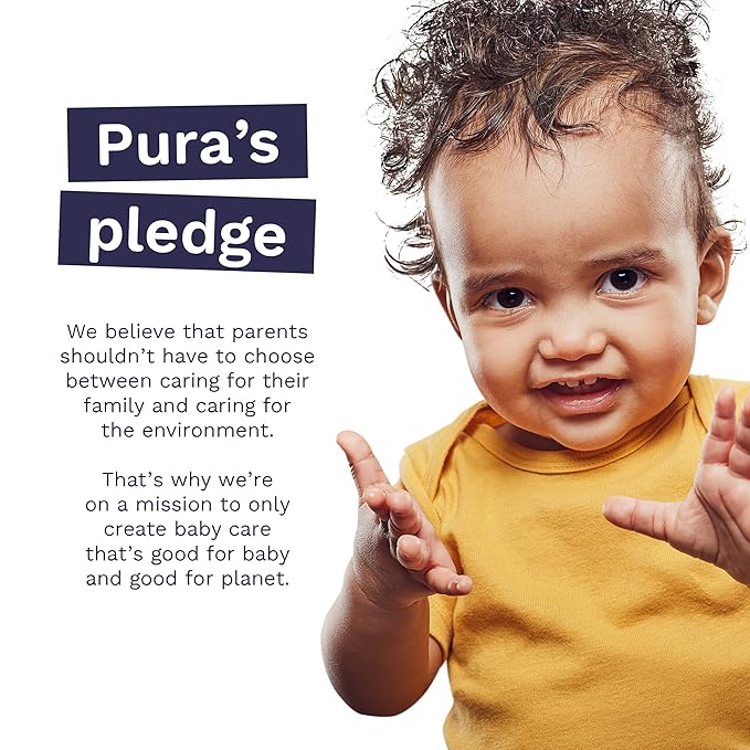 Pura Baby Wipes, 180 Count, Plastic-Free | Sensitive Skin | 99% Water | Fragrance Free | Plant Based