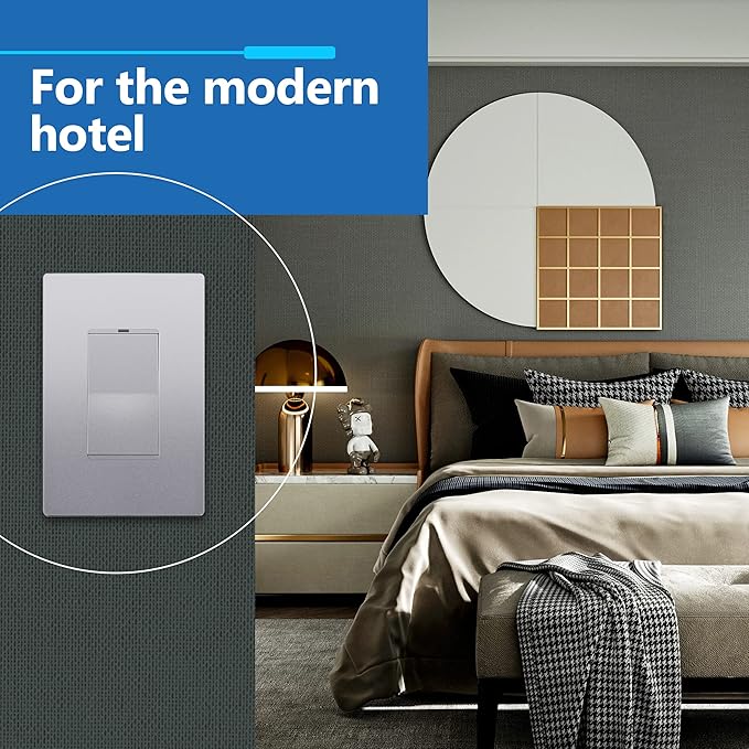 LIDER Matte Finish Decorator Switch Cover, Screwless Wall Plate, Mid-Size 1-Gang 4.88" x 3.11", Unbreakable Polycarbonate Thermoplastic, UL Listed, LSWP-31M-SV, Silver