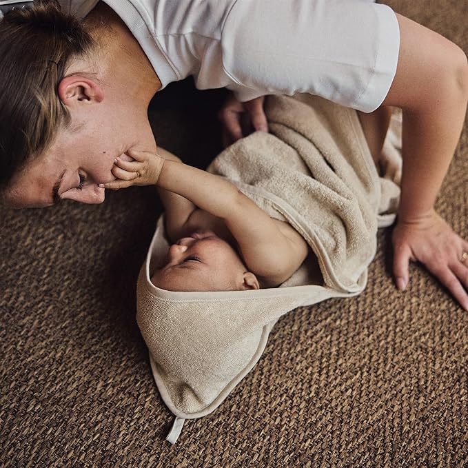 Baby Hooded Towel – Organic Cotton Baby Bath Towels, 32" x 32" Super-Soft and Absorbent Baby Towels for Newborn 2-Pack (Fog/Roman Green)