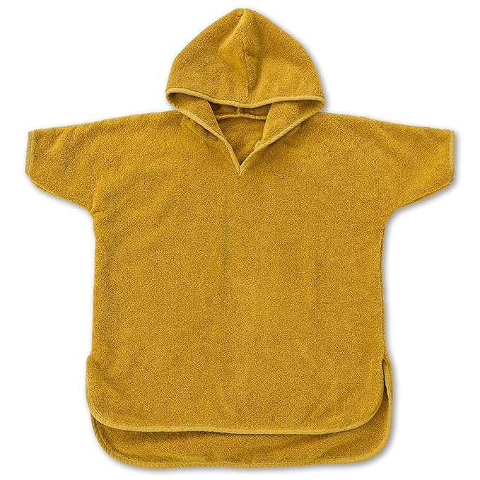 Natemia Towel Poncho Kids (Ochre) - 100% Organic Turkish Cotton - Machine Washable Poncho Towel for Girls, Boys- for Sensitive Skin - Toddler Hooded Beach Towels - Perfect Baby Registry Gift (2-3T)