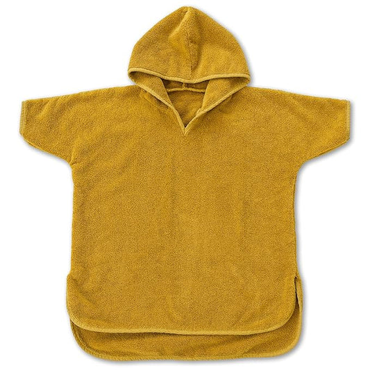 Natemia Towel Poncho Kids (Ochre) - 100% Organic Turkish Cotton - Machine Washable Poncho Towel for Girls, Boys- for Sensitive Skin - Toddler Hooded Beach Towels - Perfect Baby Registry Gift (2-3T)