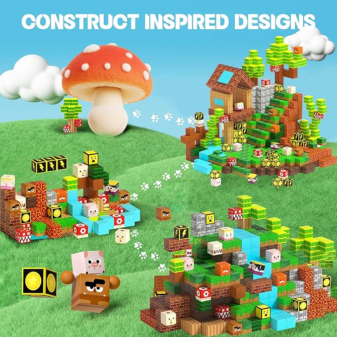 Educational Magnetic Building Blocks Set with 100Pcs 1 Inch Cubes for STEM Game Toys Christmas Birthday Gifts for Boys Girls