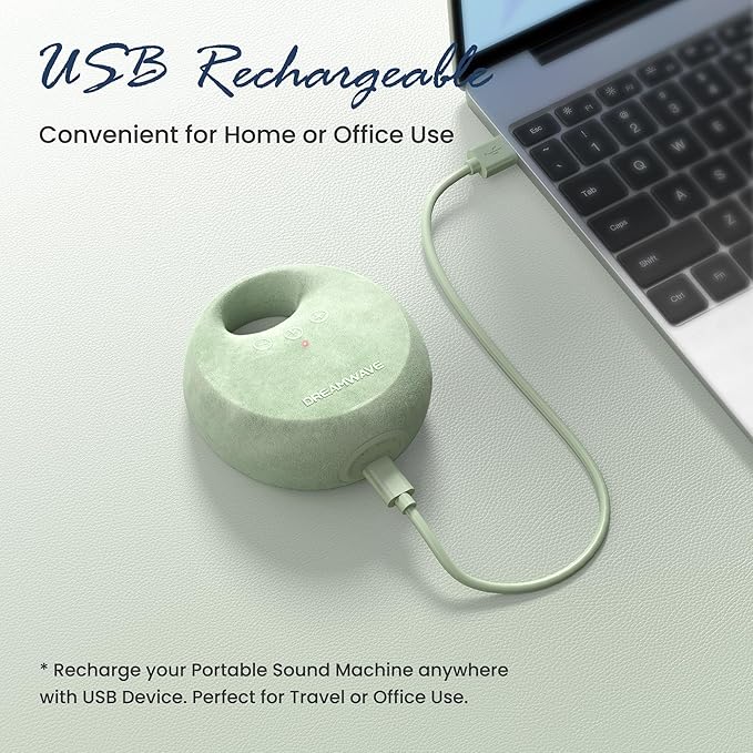 Dekala Dream Waver White Noise Sound Machine Baby Sleep Soother - 30+ Noise Nature Sounds, Portable Travel Noise Maker, 36h Rechargeable Battery, 10 Volumes & 4 Timer for Baby Adult