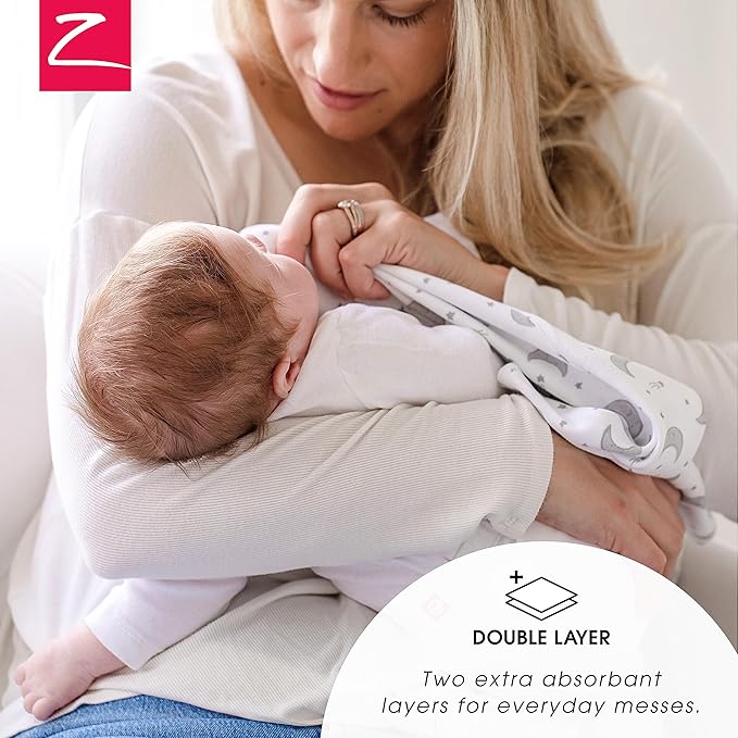 Zutano 5-Pack Organic Burp Cloths for Baby Girl & Boy, Large Cotton Burping Cloths for Babies | Absorbent Baby Spit-Up Rags | Gender Neutral Burp Clothes | Newborn Essentials, Love You to The Moon