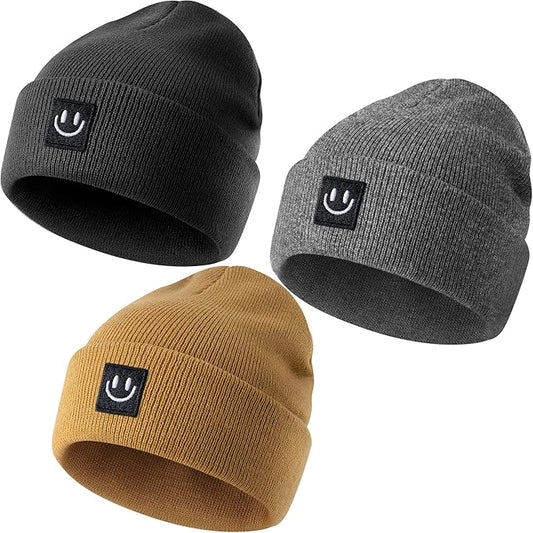 3 Packs Baby Beanie Cute Toddler Beanies Kids Winter Hat Boys Girls Warm Knit Hats Infant Beanie for 0-8 Years