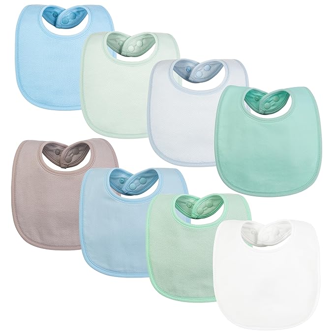 Tiny Twinkle 8 Pack Baby Bibs for Drooling and Teething – Waterproof & Absorbent Bibs for Baby Girl & Boy, Machine Washable Infant Bib Set for Newborns and Toddlers (Boy Pastel New 8-Pack)