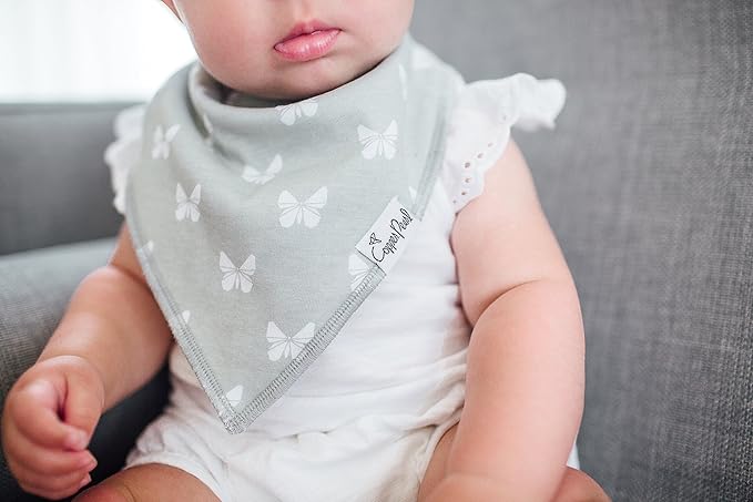 Copper Pearl 4 Pack Soft Cotton Baby Bibs for Drooling and Teething, Absorbent Drool Bibs for Baby Girl, Adjustable to Fit Newborns to Toddlers, Tons of Styles (Willow Set)