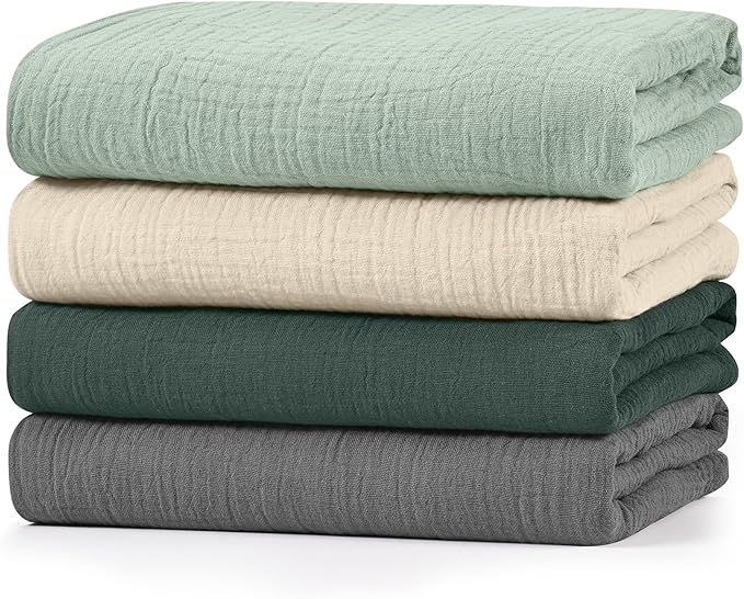 Muslin Swaddle Blankets for Baby Girls and Boys, 4 Pack Breathable and Skin-Friendly Newborn Receiving Blanket, 100% Cotton Swaddle Wrap, Essentials Infant Shower Items, Toddler Gift