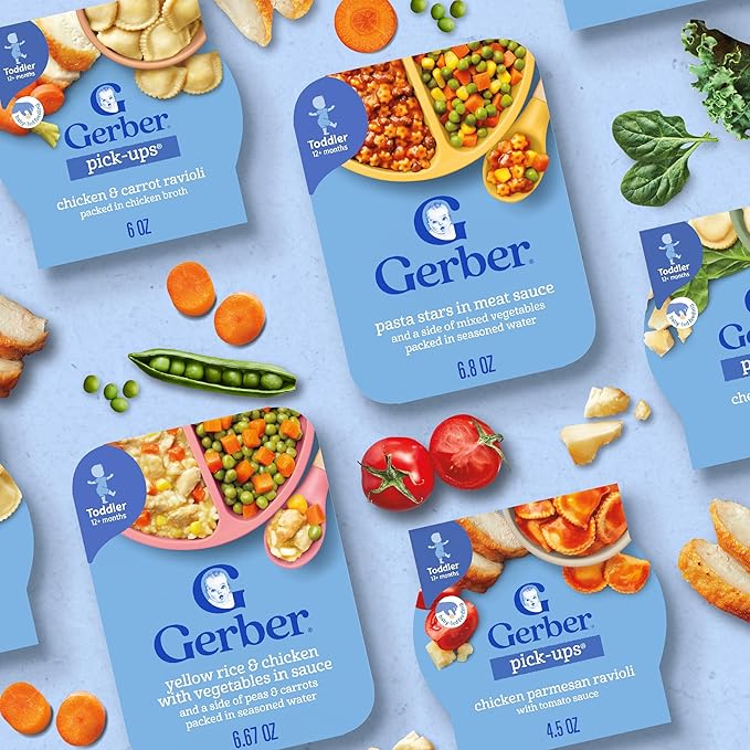 Gerber Mealtime for Toddler Macaroni & Cheese with Side of Seasoned Peas & Carrots, 6.6 Ounce (Pack of 8)