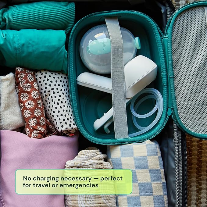 Willow Wave - Wearable Manual Breast Pump - Fits Fully in Bra - Ergonomic Handle - 24mm Soft Silicone Flange - Wearable Breastfeeding Pump - Hospital Grade Suction - Postpartum Essentials - Holds 5oz