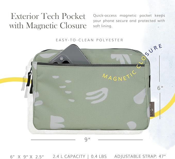 Red Rovr Everyday Joey Belt Bag | Organization & Zipper pockets |Adjustable Strap for All Ages (Pear Doodle)