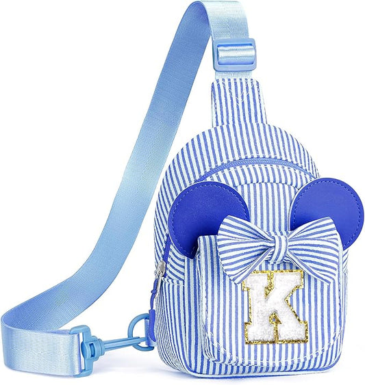 Kids Cross Body Bag, Birthday Gifts for 4 5 6 7 8 9 10 Year Old Girls Gift, Small Sling Bags for Girls Kid Daughter Birthday Gift for Kids Girl Monogram Small Sling Bag (Blue K)