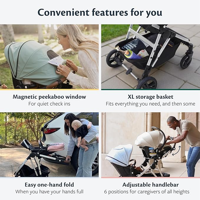 Mockingbird Single-to-Double Stroller 2.0 - Convertible Full-Size Baby Stroller for 1, 2 or 3 Kids - Includes Cup Holder - Sage