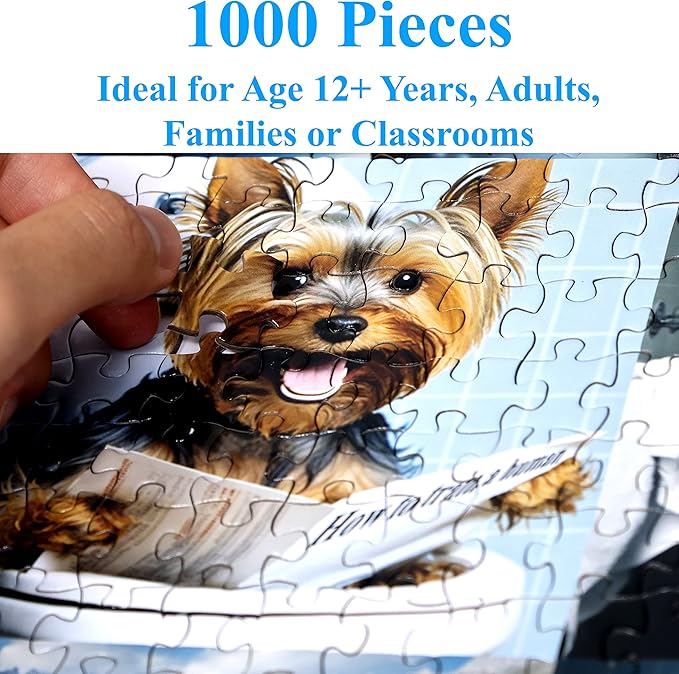 Think2Master Pooping Dogs & Puppies 1000 Pieces Jigsaw Puzzle. Pooping Puppies, Funny Bathroom Decoration, Gag Gift. Fun Toy Teens, Adults, Seniors & Families. Great for Kids 13+ Size: 26.8” x 18.9”