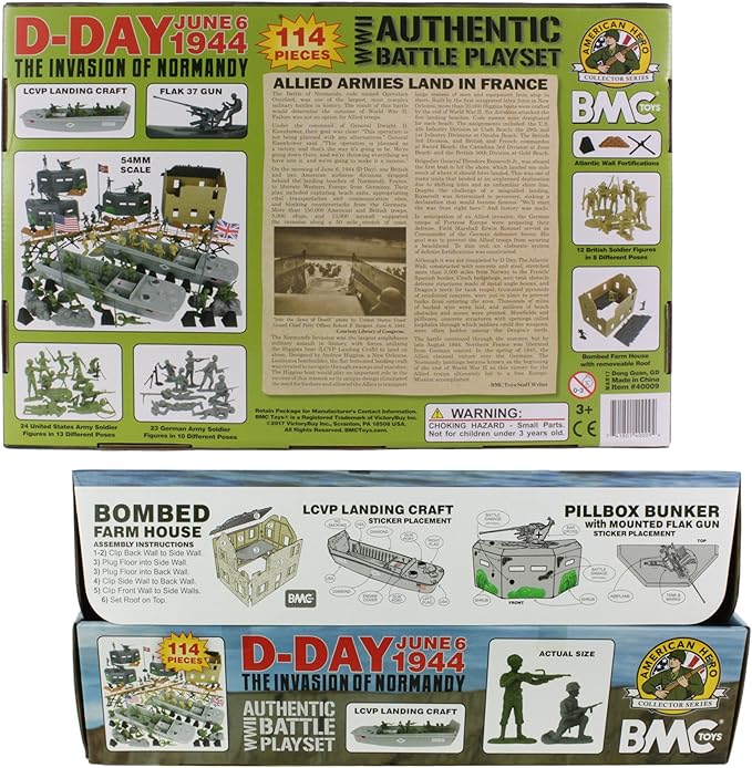 BMC WW2 D-Day Plastic Army Men - Invasion of Normandy 114pc Boxed Playset