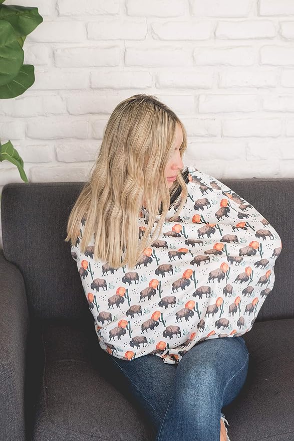 Bison Copper Pearl Multi-Use Cover: Car Seat, Nursing, Stroller - Stretchy Fabric, All-Season, Stylish Designs, Easy Access for Moms