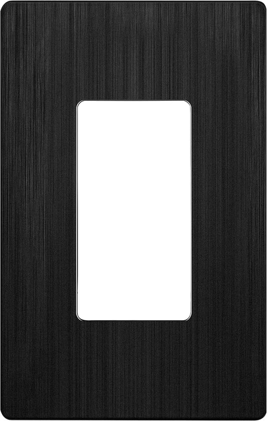 LIDER Brushed Finish Decorator Switch Cover, Screwless Wall Plate, Mid-Size 1-Gang 4.88" x 3.11", Unbreakable Polycarbonate Thermoplastic, UL Listed, LSWP-31M-BBK, Brushed Black