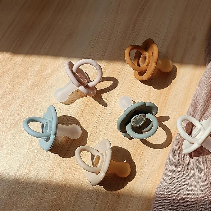 Moonkie Pacifiers Set of 2 | One-Piece Design Baby Pacifier with Large Air Holes | BPA-Free Silicone | Safe for Babies 0-6 Months