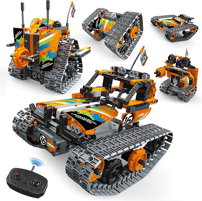5 in 1 STEM Remote Control Building Kit, 392Pcs Blocks Erector Projects Set Toys for Kids Age 8-12, Build a Tank/Robot/AVT DIY Science Educate 6 7 9 10 11 Years Old for Boys & Girls Gift Ideas