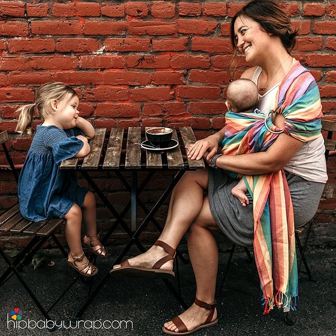 Hip Baby Wrap Ring Sling Baby Carrier for Infants and Toddlers - Beautiful, 100% Soft Cotton Baby Wraps Carrier for Babies 8-35 lbs - Perfect Baby Shower Gifts Moms and Dads - Nursing Cover (Sky)