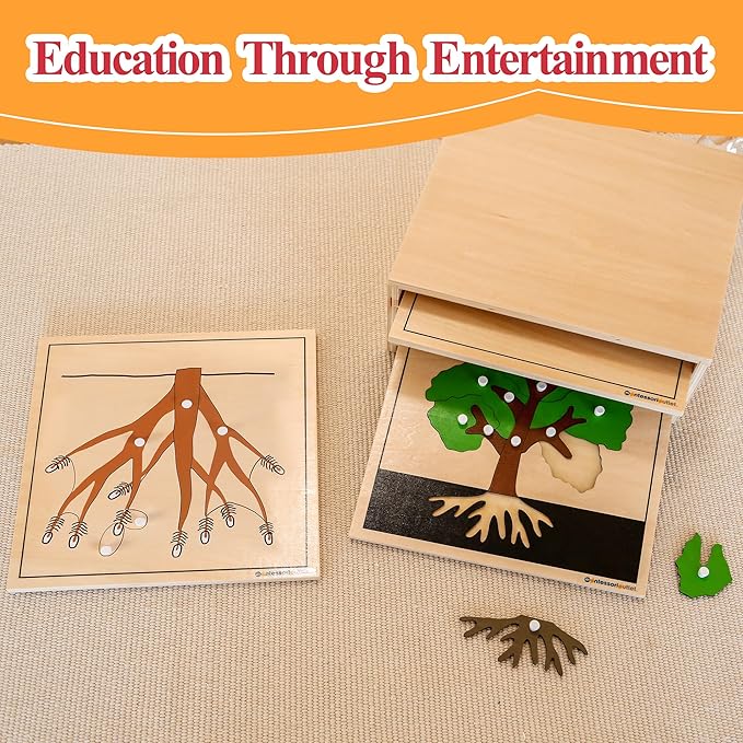 MONTESSORI OUTLET Nature Materials Root Puzzle Early Preschool Learning Toys for 3-12 Year Old Kids and Toddler